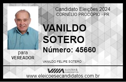 Candidato VANILDO SOTERO 2024 - CORNÉLIO PROCÓPIO - Eleições