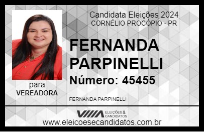 Candidato FERNANDA PARPINELLI 2024 - CORNÉLIO PROCÓPIO - Eleições