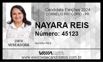 Candidato NAYARA REIS 2024 - CORNÉLIO PROCÓPIO - Eleições