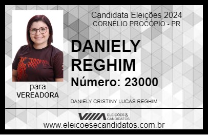 Candidato DANIELY REGHIM 2024 - CORNÉLIO PROCÓPIO - Eleições