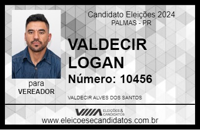 Candidato VALDECIR LOGAN 2024 - PALMAS - Eleições