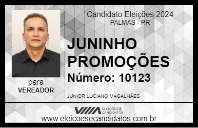 Candidato JUNINHO PROMOÇÕES 2024 - PALMAS - Eleições