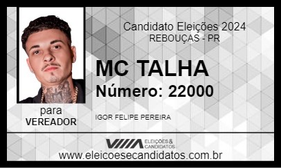 Candidato MC TALHA 2024 - REBOUÇAS - Eleições