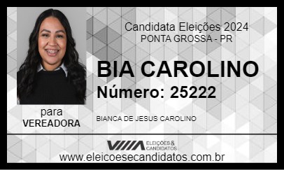 Candidato BIA CAROLINO 2024 - PONTA GROSSA - Eleições