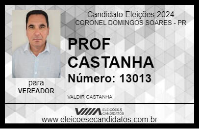 Candidato PROF CASTANHA 2024 - CORONEL DOMINGOS SOARES - Eleições