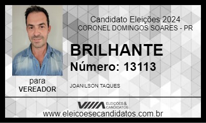 Candidato BRILHANTE 2024 - CORONEL DOMINGOS SOARES - Eleições