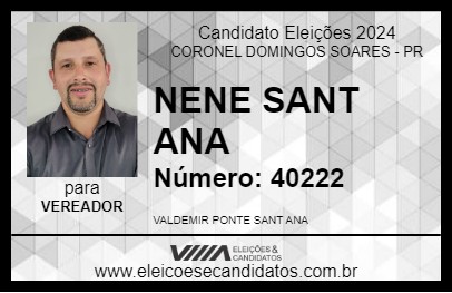 Candidato NENE SANT ANA 2024 - CORONEL DOMINGOS SOARES - Eleições