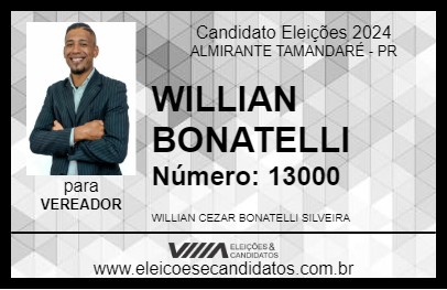 Candidato WILLIAN BONATELLI 2024 - ALMIRANTE TAMANDARÉ - Eleições