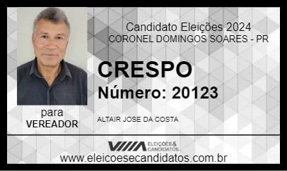 Candidato CRESPO 2024 - CORONEL DOMINGOS SOARES - Eleições