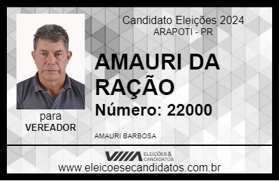 Candidato AMAURI DA RAÇÃO 2024 - ARAPOTI - Eleições