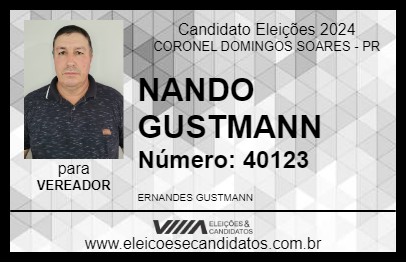 Candidato NANDO GUSTMANN 2024 - CORONEL DOMINGOS SOARES - Eleições