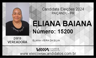 Candidato ELIANA BAIANA 2024 - PAIÇANDU - Eleições