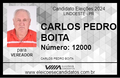 Candidato CARLOS PEDRO BOITA 2024 - LINDOESTE - Eleições