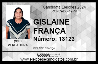 Candidato GISLAINE FRANÇA 2024 - RONCADOR - Eleições