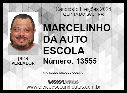 Candidato MARCELINHO DA AUTO ESCOLA 2024 - QUINTA DO SOL - Eleições