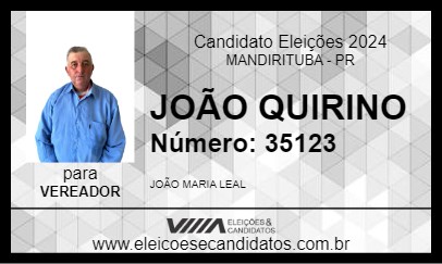 Candidato JOÃO QUIRINO 2024 - MANDIRITUBA - Eleições