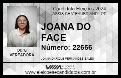 Candidato JOANA DO FACE 2024 - ASSIS CHATEAUBRIAND - Eleições