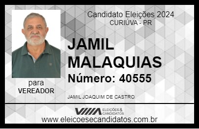 Candidato JAMIL MALAQUIAS 2024 - CURIÚVA - Eleições