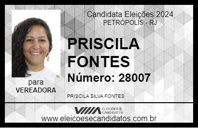 Candidato PRISCILA FONTES 2024 - PETRÓPOLIS - Eleições