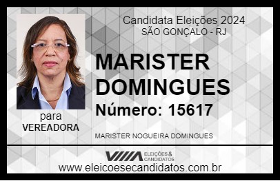 Candidato MARISTER DOMINGUES 2024 - SÃO GONÇALO - Eleições