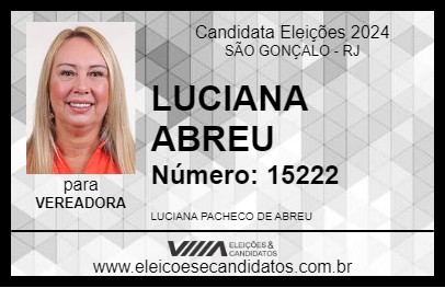 Candidato LUCIANA ABREU 2024 - SÃO GONÇALO - Eleições