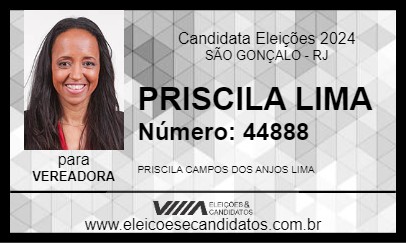 Candidato PRISCILA LIMA 2024 - SÃO GONÇALO - Eleições