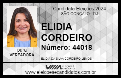 Candidato ELIDIA CORDEIRO 2024 - SÃO GONÇALO - Eleições