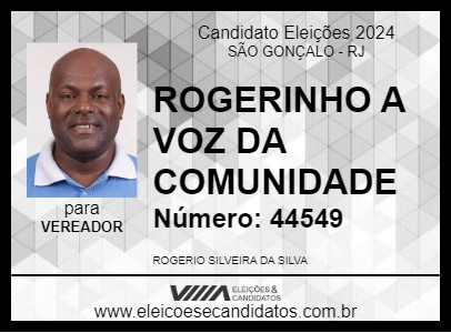 Candidato ROGERINHO A VOZ DA COMUNIDADE 2024 - SÃO GONÇALO - Eleições