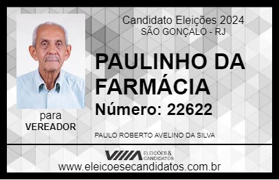 Candidato PAULINHO DA FARMÁCIA 2024 - SÃO GONÇALO - Eleições