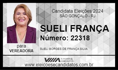 Candidato SUELI FRANÇA 2024 - SÃO GONÇALO - Eleições