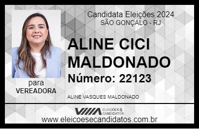 Candidato ALINE CICI MALDONADO 2024 - SÃO GONÇALO - Eleições