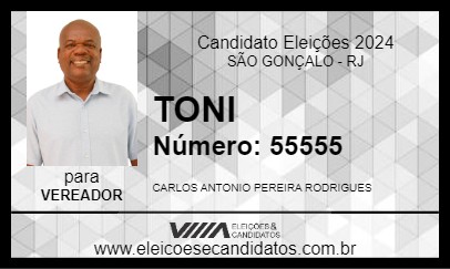 Candidato TONI 2024 - SÃO GONÇALO - Eleições