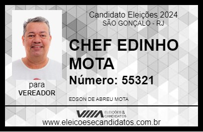 Candidato CHEF EDINHO MOTA 2024 - SÃO GONÇALO - Eleições