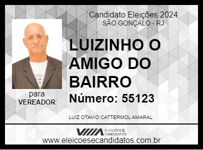 Candidato LUIZINHO O AMIGO DO BAIRRO 2024 - SÃO GONÇALO - Eleições