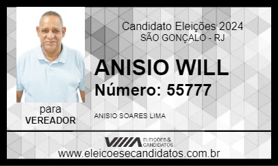 Candidato ANISIO WILL 2024 - SÃO GONÇALO - Eleições