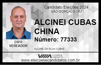 Candidato ALCINEI CUBAS CHINA 2024 - SÃO GONÇALO - Eleições