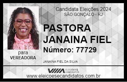 Candidato PASTORA JANAINA FIEL 2024 - SÃO GONÇALO - Eleições