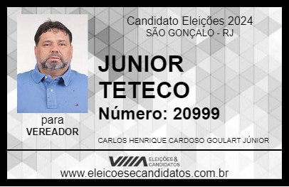 Candidato JUNIOR TETECO 2024 - SÃO GONÇALO - Eleições