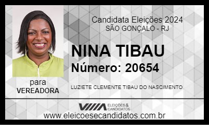 Candidato NINA TIBAU 2024 - SÃO GONÇALO - Eleições