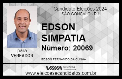 Candidato EDSON SIMPATIA 2024 - SÃO GONÇALO - Eleições