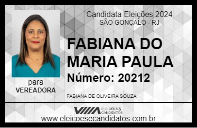 Candidato FABIANA DO MARIA PAULA 2024 - SÃO GONÇALO - Eleições