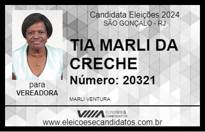 Candidato TIA MARLI DA CRECHE 2024 - SÃO GONÇALO - Eleições