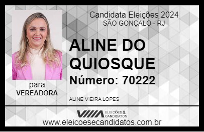 Candidato ALINE DO QUIOSQUE 2024 - SÃO GONÇALO - Eleições