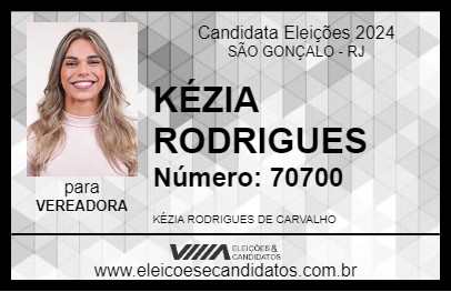 Candidato KÉZIA RODRIGUES 2024 - SÃO GONÇALO - Eleições