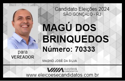 Candidato MAGÚ DOS BRINQUEDOS 2024 - SÃO GONÇALO - Eleições