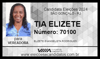 Candidato TIA ELIZETE 2024 - SÃO GONÇALO - Eleições