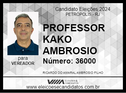 Candidato PROFESSOR KAKO AMBROSIO 2024 - PETRÓPOLIS - Eleições