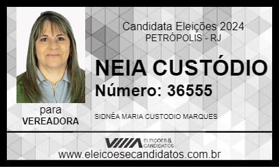 Candidato NEIA CUSTÓDIO 2024 - PETRÓPOLIS - Eleições