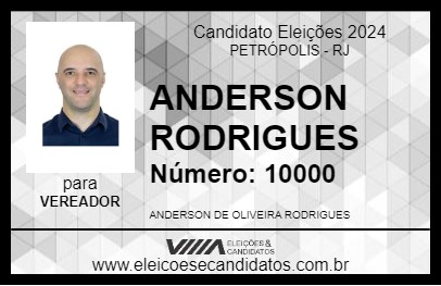 Candidato ANDERSON RODRIGUES 2024 - PETRÓPOLIS - Eleições