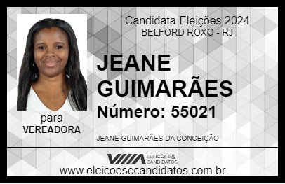 Candidato JEANE GUIMARÃES 2024 - BELFORD ROXO - Eleições